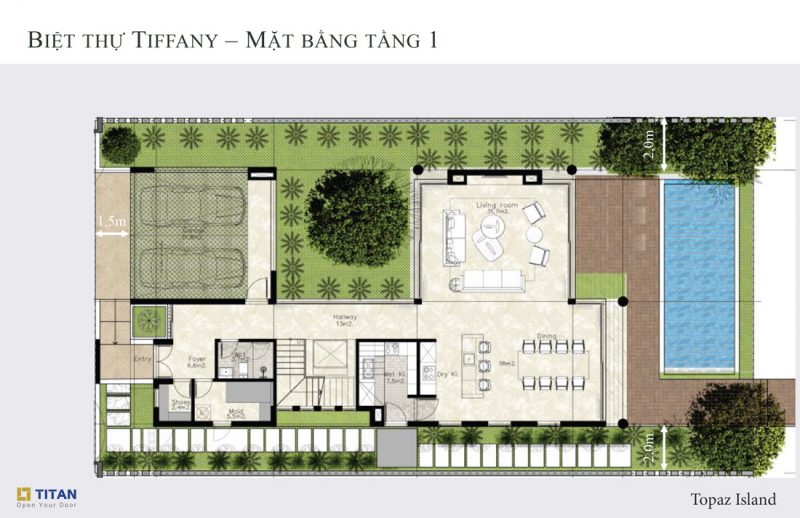 Biệt thự Tiffany Topaz - Mặt bằng tầng 1
