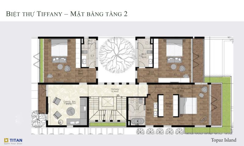 Biệt thự Tiffany Topaz - Mặt bằng tầng 2