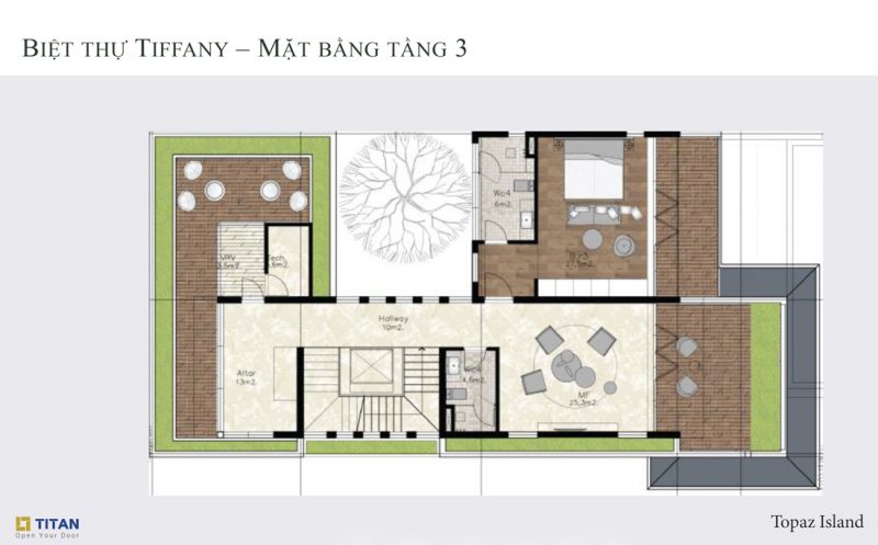 Biệt thự Tiffany Topaz - Mặt bằng tầng 3