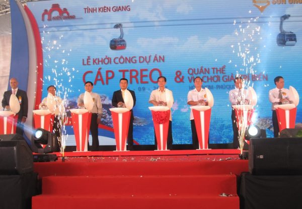 Thủ tướng Nguyễn Tấn Dũng dự lễ khai trương tuyến cáp treo dài nhất thế giới của Sun Group tại Hòn Thơm, Phú Quốc