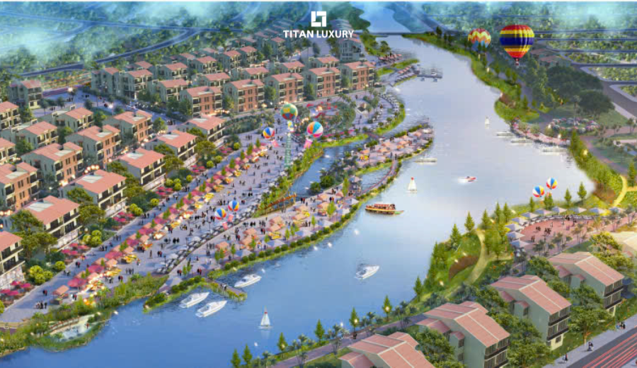 Alluvia City được định hướng để "tựa sơn hướng thủy" - lưng hướng cây xanh, mặt hướng sông Hồng