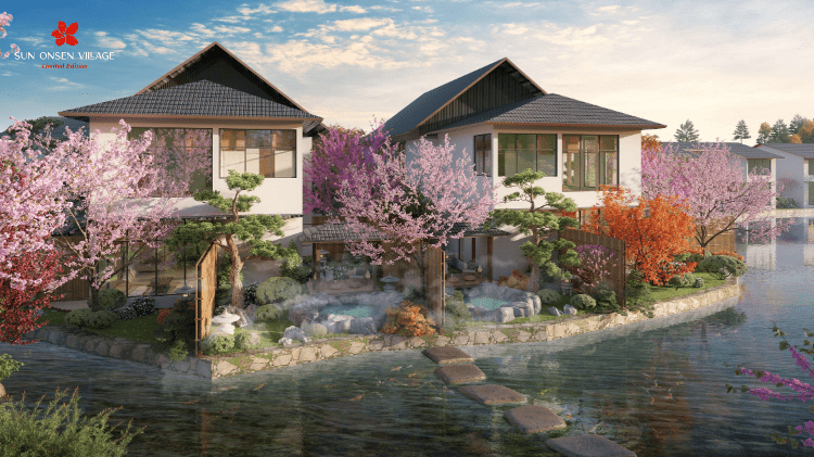 Nguồn khoáng nóng tinh khiết quý giá được dẫn thẳng vào từng căn biệt thự Sun Onsen Village