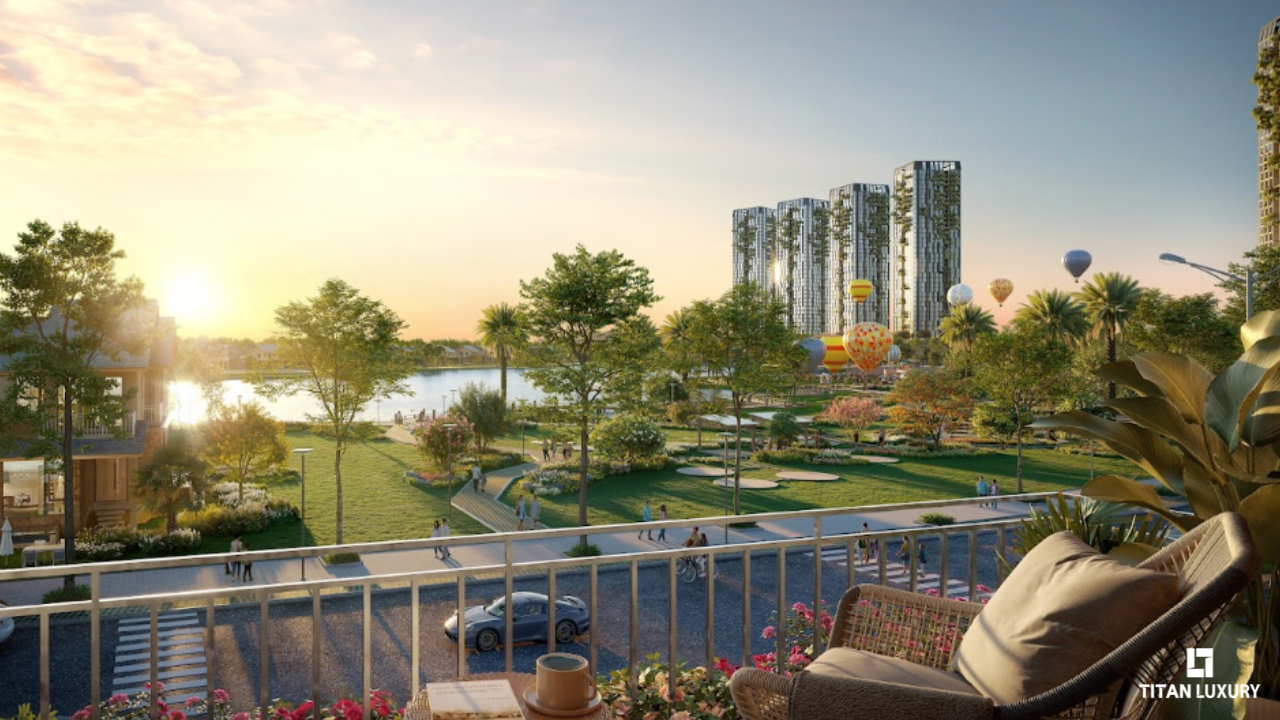 Phối cảnh tổng thể phân khu cao tầng Eco Retreat trong lòng đại đô thị sinh thái Eco Retreat - tổ hợp 4 cụm tháp cao tầng định hình chuẩn sống “retreat giữa tầng không”.