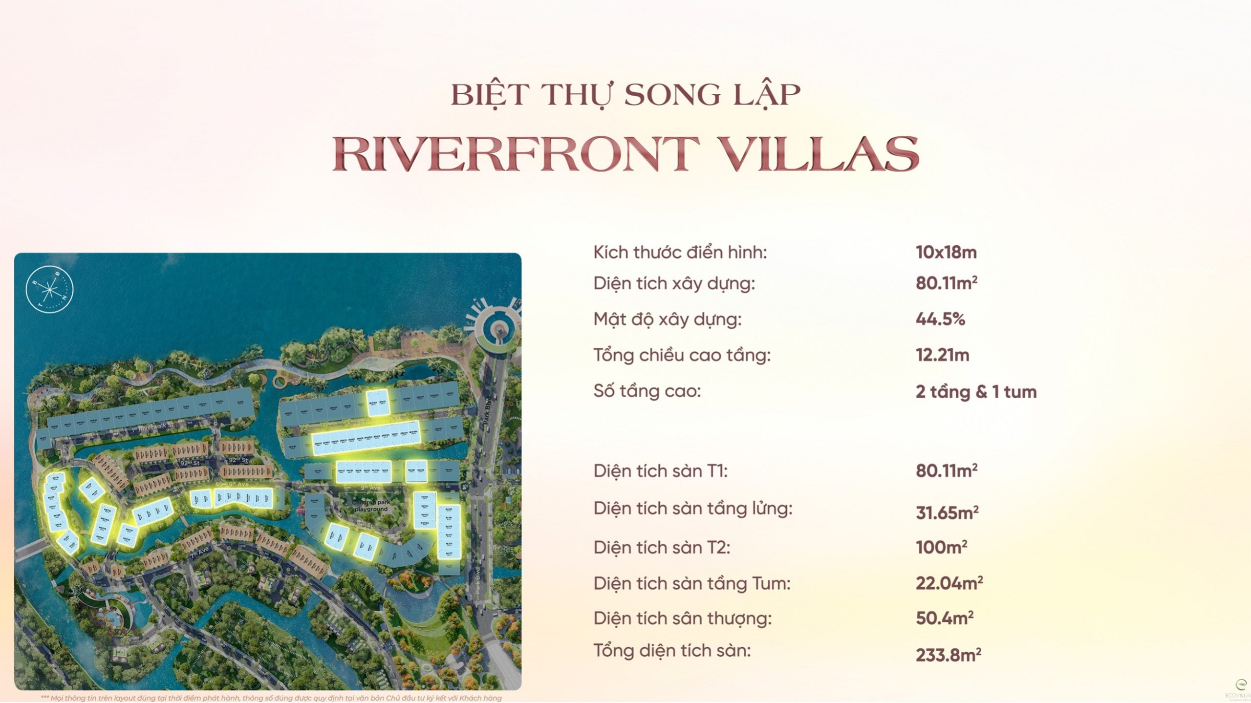 mặt bằng Riverfront Villas EcoVillage Saigon River