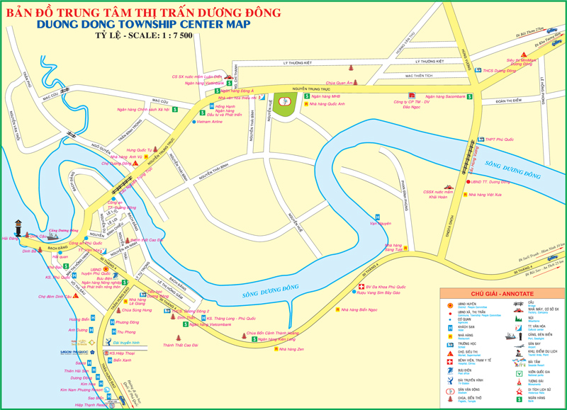 Bản đồ trung tâm thị trấn Dương Đông, Phú Quốc