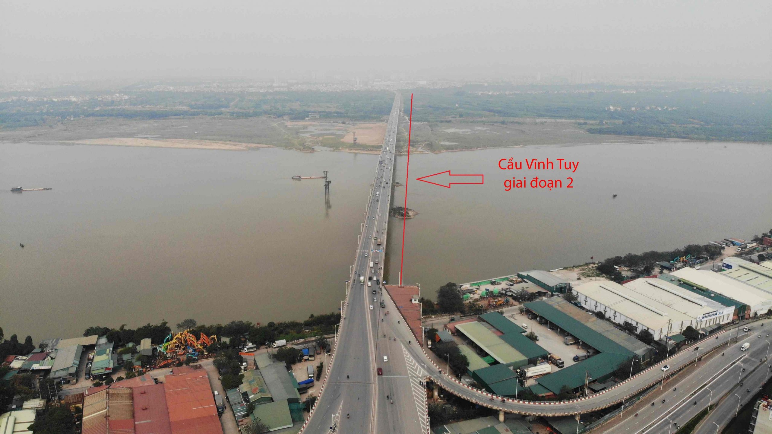 Dự án xây cầu Vĩnh Tuy thứ hai bắc qua sông Hồng với tổng đầu tư 2.540 tỷ đồng vói 4 làn xe