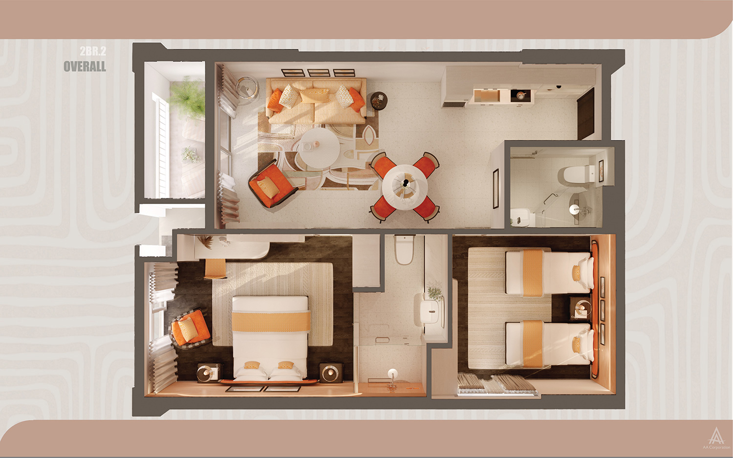 Thiết kế căn hộ Hillside theo kiến trúc Santorini phong vị Địa Trung Hải đa dạng các loại phòng 1 ngủ, 2 ngủ, dual-key