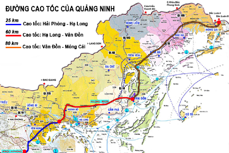 Cao tốc Vân Đồn - Móng Cái nối liền với cao tốc Hạ long - Vân Đồn đã thông xe trước đó