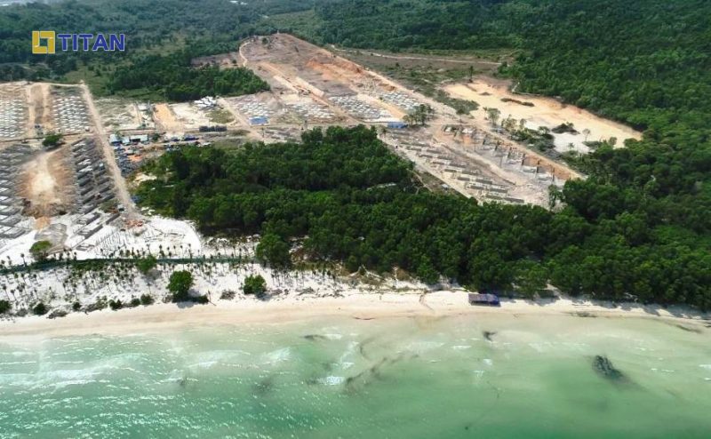 Ảnh chụp tiến độ tổng thể dự án Sun Premier Village Kem Beach nhìn từ phía biển - Cập nhật tháng 05/2018