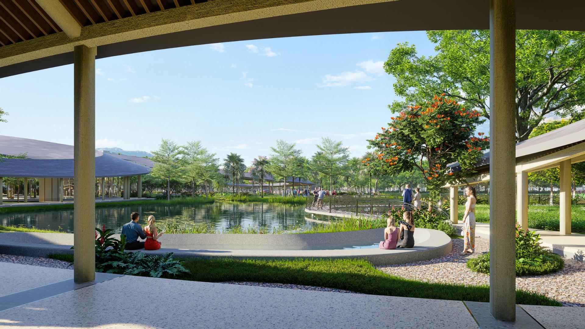 Các khu ngâm chân được thiết kế trong phân khu 5 giúp cư dân tái tạo năng lượng sau ngày dài làm việc