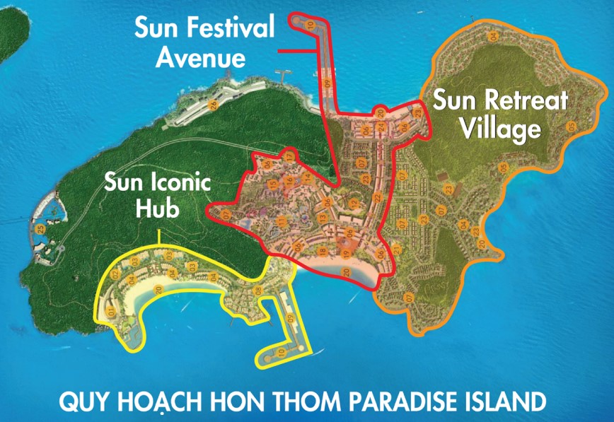 Bản đồ quy hoạch siêu tổ hợp giải trí – nghỉ dưỡng – đầu tư Hon Thom Paradise Island