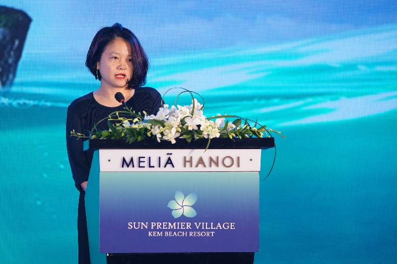 Bà Nguyễn Thị Minh Châu - Đại diện chủ đầu tư Sun Group phát biểu tại sự kiện