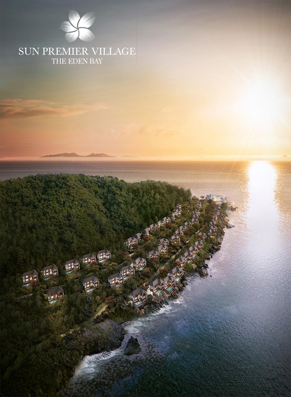 sun premier village the eden bay resort với cảnh chiều hoàng hôn về trên mũi ông đội