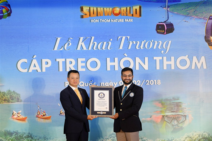 Tổ chức Guinness trao chứng nhận cáp treo dài nhất thế giới cho cáp treo Phú Quốc